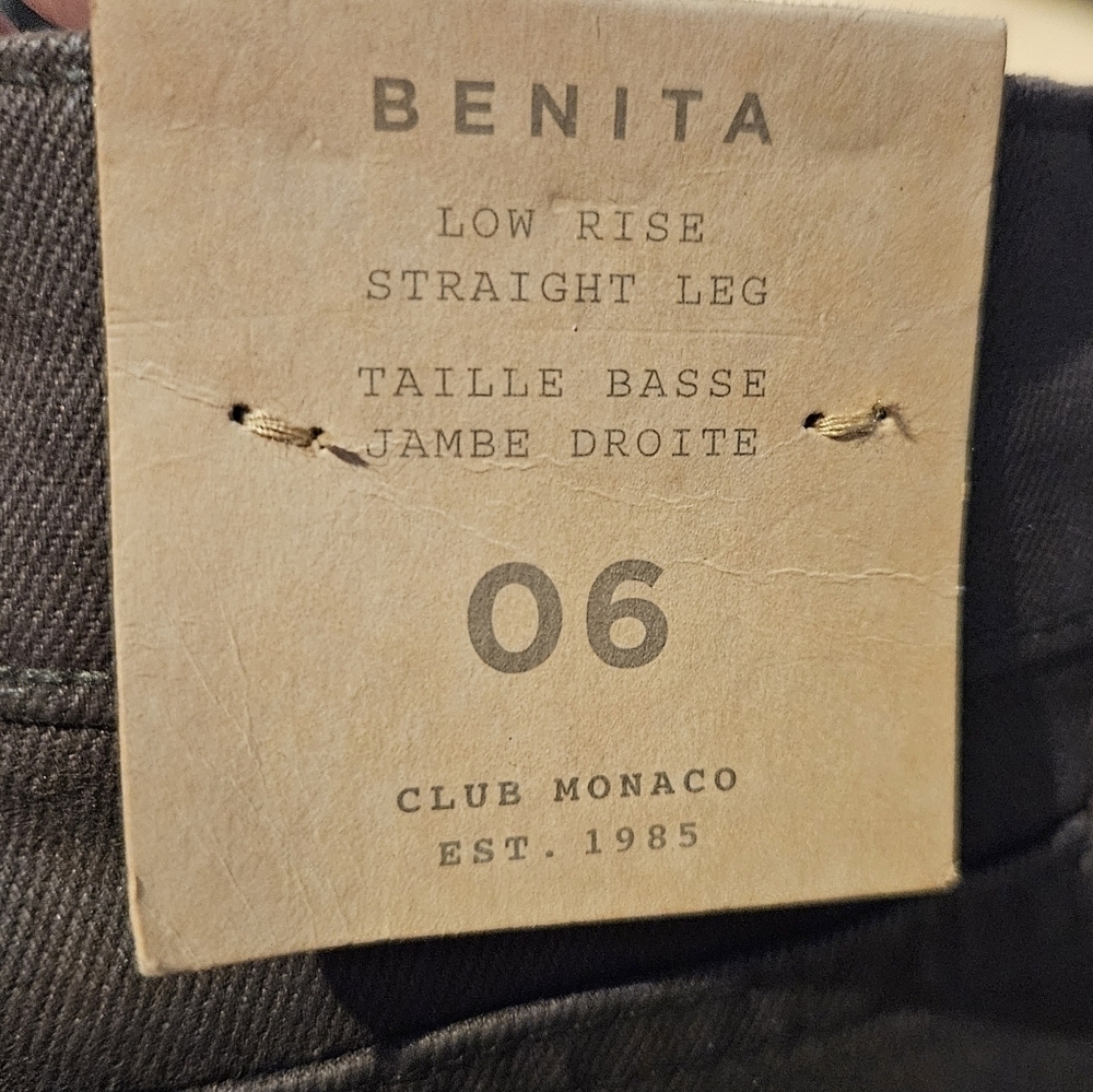 🔥NWT Club Monaco Benita Wax Coated Straight Leg Cropped Pants in Peat Moss 6 - Picture 8 of 8